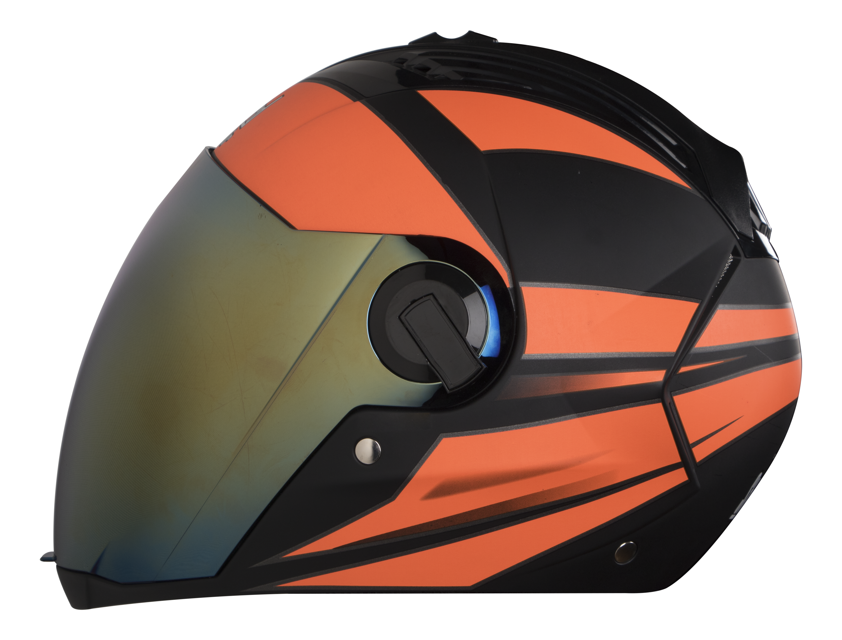 SBA-2 Streak Mat Black With Orange ( Fitted With Clear Visor Extra Gold Chrome Visor Free)